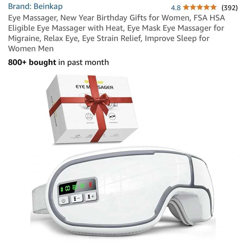 Bengbuey Smart Eye Mask: Massage & Heat w Bluetooth